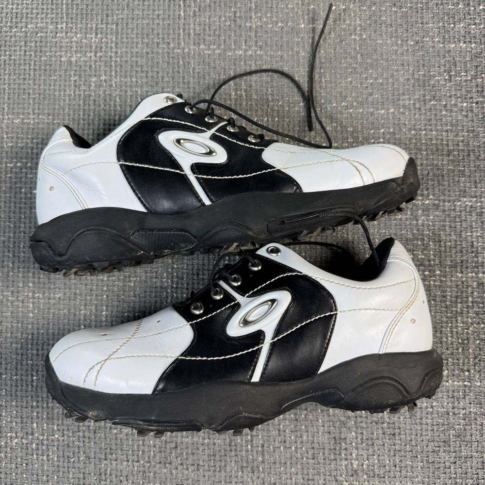 Oakley Golf Shoes Mens 8 Black White Leather Y2K Vintage Spikes Cyberpunk